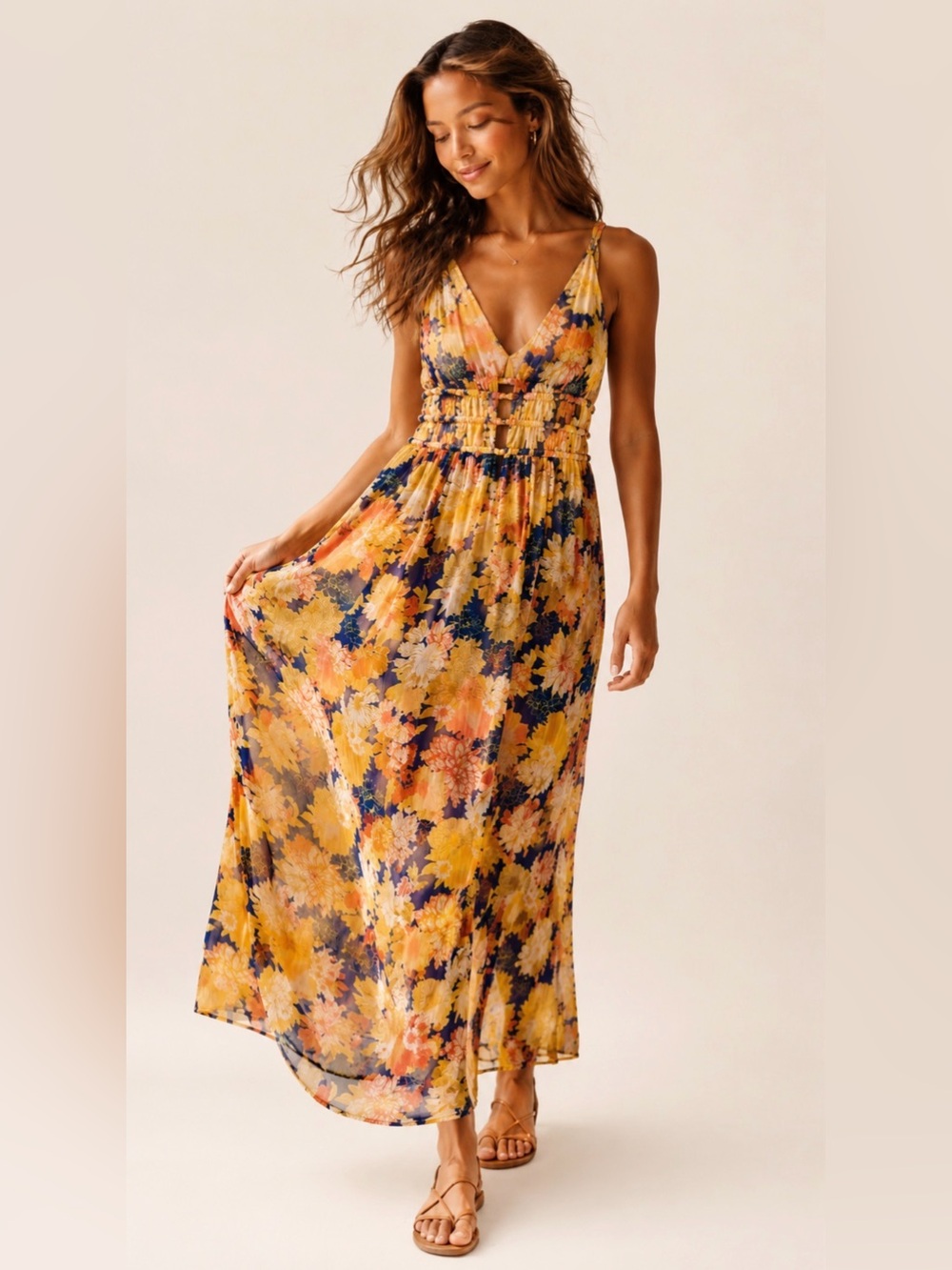 SOLD Caroline Constas Delphi Maxi Dress Blue Yellow Floral NWT Small Wedding
